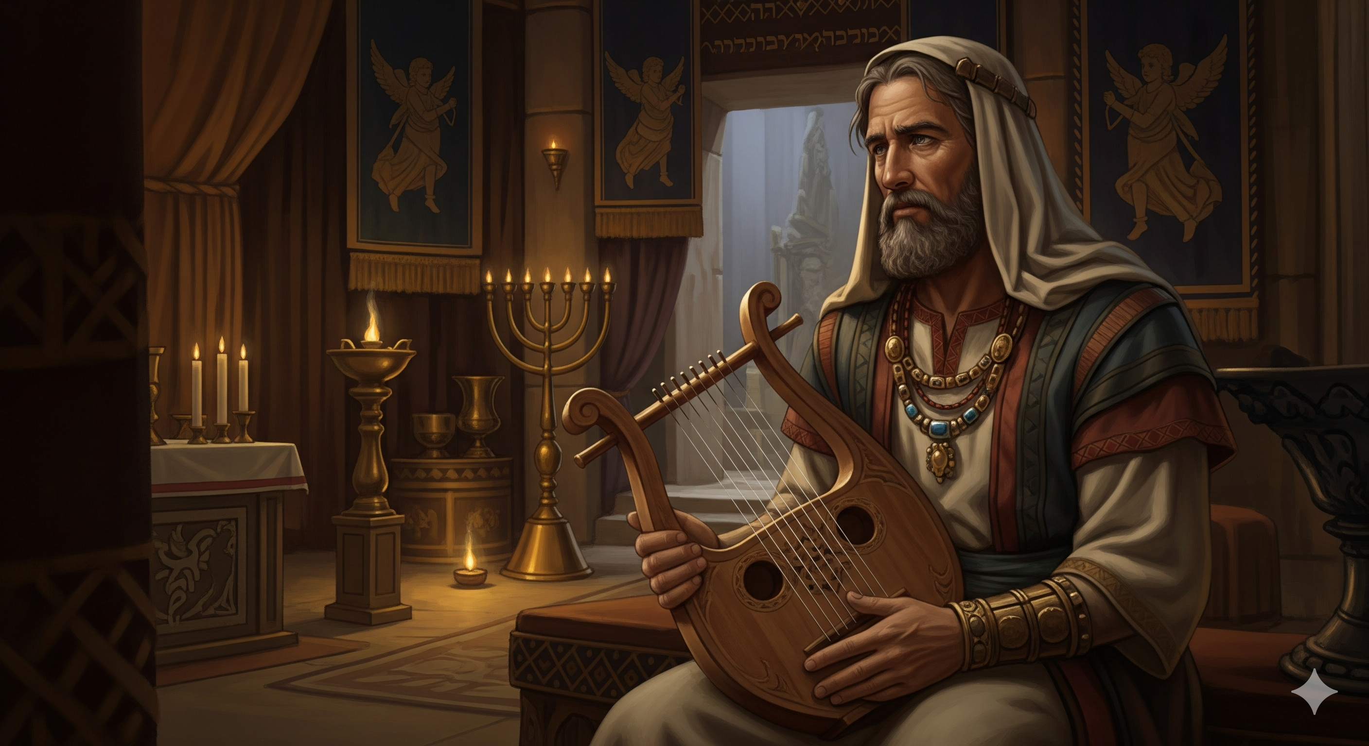 Herman a Jewish man holding a musical instrument while sitting down